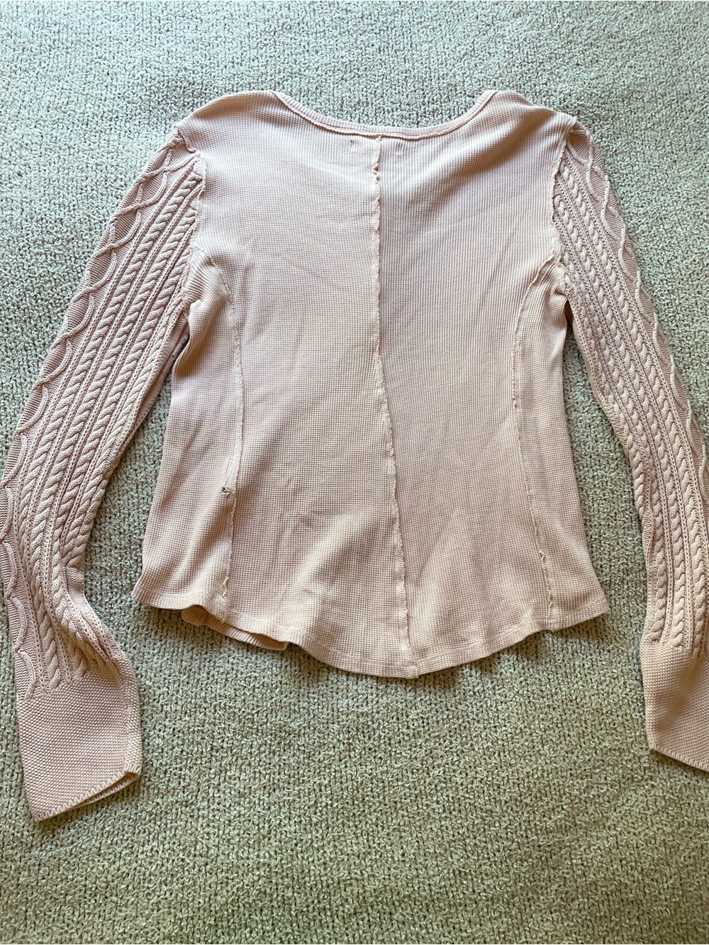 100% Cotton Lucky Brand Pink Textured Sleeve Henley - size L - Picture 7 of 11